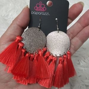 FREE WITH PURCHASE! NWT Tassel Tribute coral & silver fringe  earrings